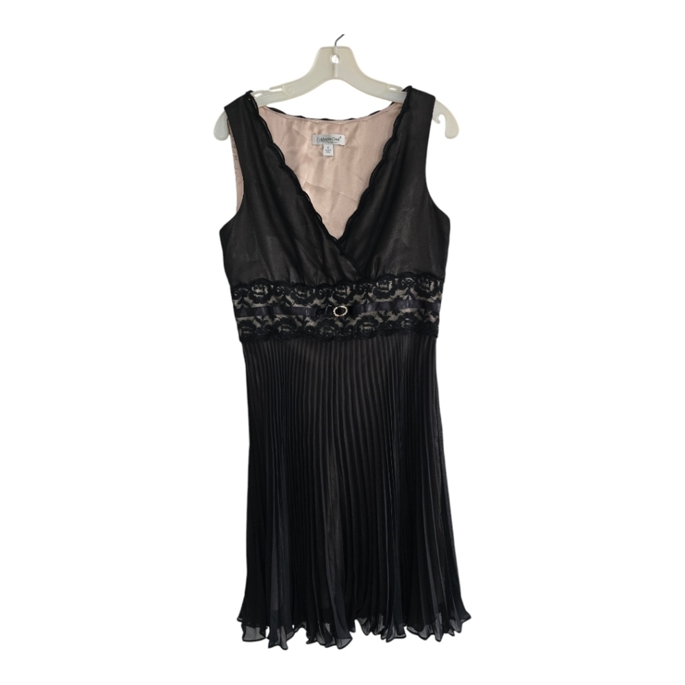 Coldwater Creek Women Dress Sz 10 Cocktail Black Pleated Fit & Flare Whimsigoth